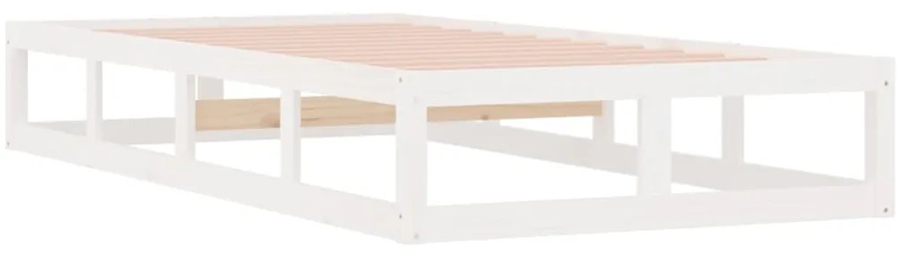 vidaXL Πλαίσιο Κρεβατιού Λευκό 75x190 εκ. Μασίφ Ξύλο Small Single