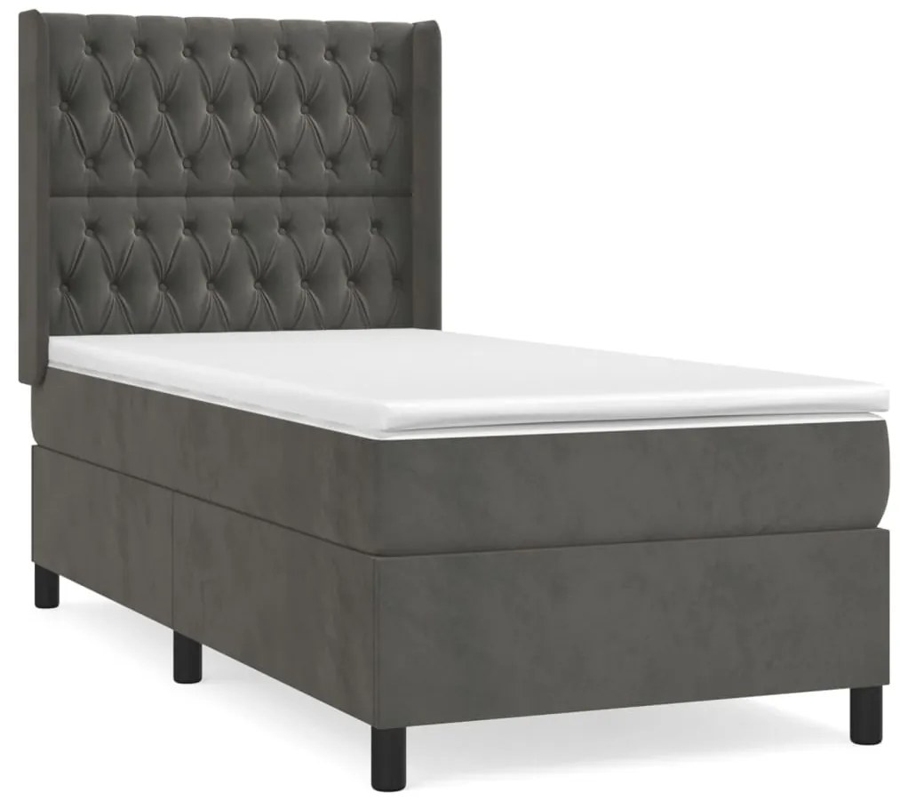 ΚΡΕΒΑΤΙ BOXSPRING ΜΕ ΣΤΡΩΜΑ ΣΚΟΥΡΟ ΓΚΡΙ 100X200 ΕΚ. ΒΕΛΟΥΔΙΝΟ 3132844