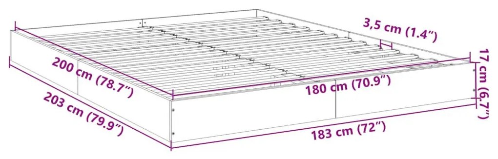 Πλαίσιο κρεβατιού χωρίς στρώμα 180x200 εκ. Επεξεργασμένο Ξύλο - Καφέ