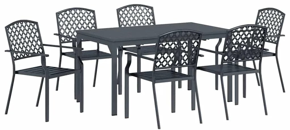 vidaXL Σέτ φαγητού για κήπο 7 pcs Ανθρακί Ατσάλι