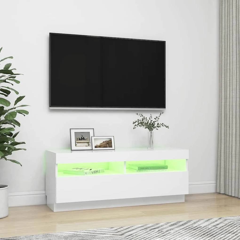 vidaXL Έπιπλο Τηλεόρασης με LED Λευκό 100 x 35 x 40 εκ.