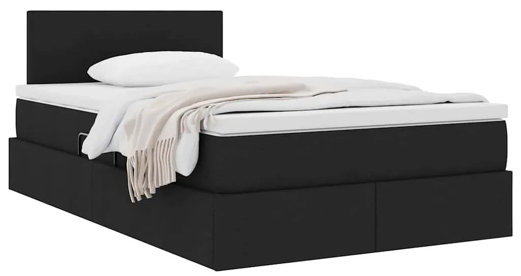 vidaXL Κρεβάτι με αποθηκευτικό χώρο και στρώμα Μαύρο 120 x 190 cm