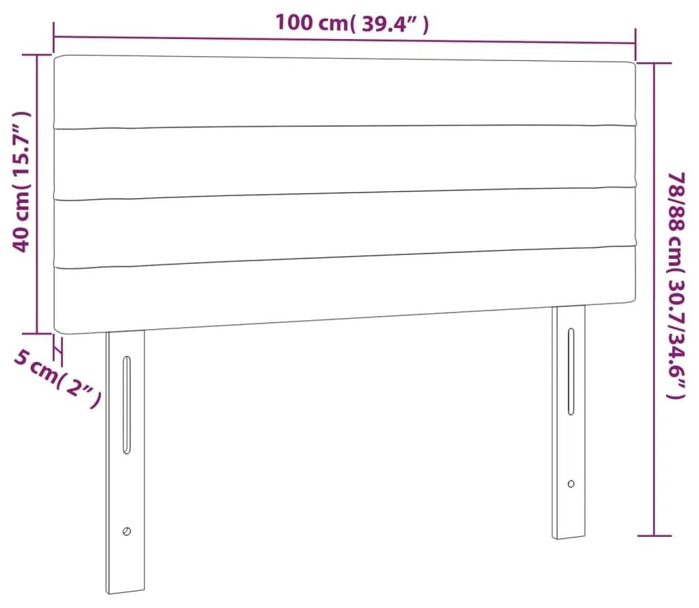 Κεφαλάρι Κρεβατιού LED Ανοιχτό Γκρι 100x5x78/88 εκ. Βελούδινο - Γκρι