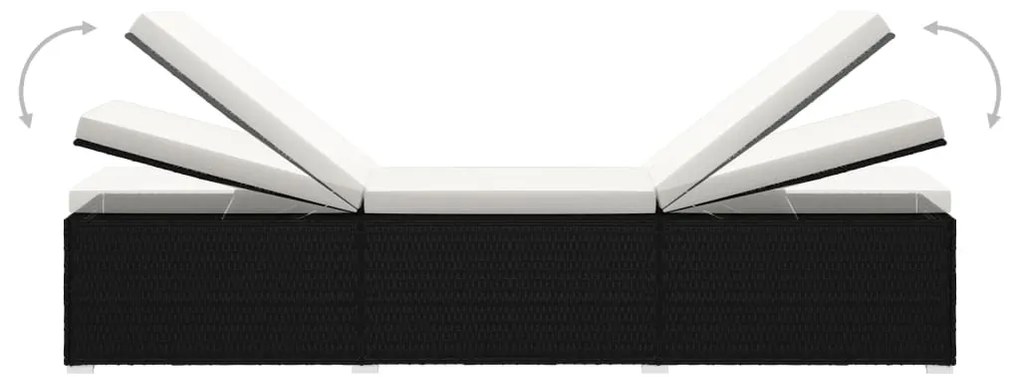 vidaXL Σετ Ξαπλώστρες με Τραπέζι 3 τεμ. Μαύρο από Συνθετικό Ρατάν