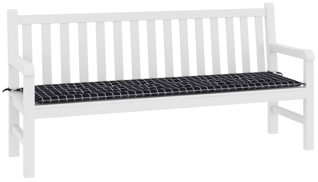 vidaXL Μαξιλάρι Πάγκου Κήπου - Καρό Μοτίβο - 180 x 50 x 4 εκ - Ύφασμα Οξφόρδης