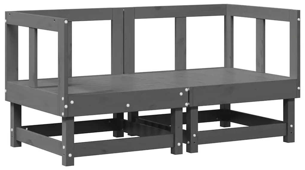 vidaXL Καναπέδες Γωνιακοί με Μαξιλάρια 2 τεμ. Γκρι Μασίφ Ξύλο Πεύκου