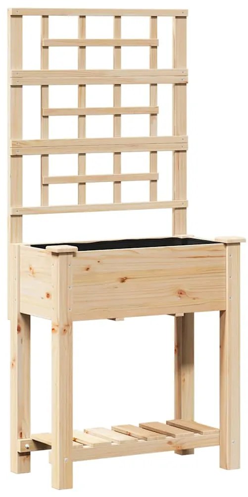 vidaXL Γλάστρα Κήπου με ράφι Μπεζ 71 x 38 x 152 εκ. Στερεό ξύλο έλατου