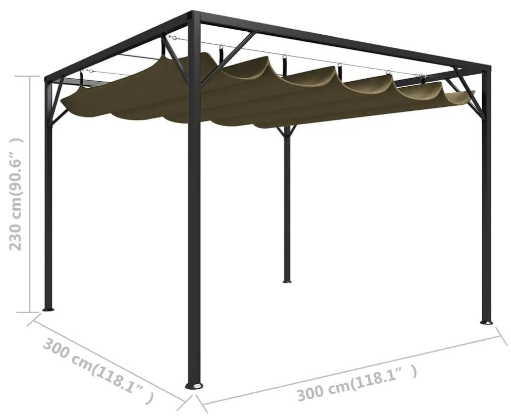 Πέργκολα Κήπου με Πτυσσόμενη Οροφή Taupe 3 x 3 μ. 180 γρ/μ² - Μπεζ-Γκρι