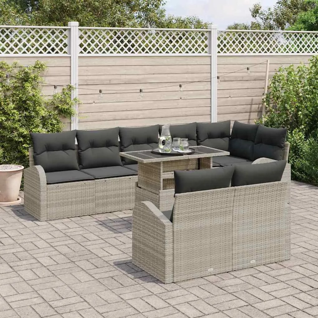 vidaXL Σετ Καναπέ Κήπου 9 pcs Ανοιχτό γκρι 100 x 55 x 73 εκ