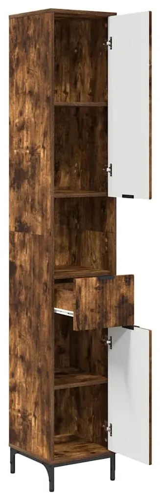vidaXL Ψηλό ντουλάπι μπάνιου Καπνιστή δρυς 31.5 x 33 x 190 εκ.