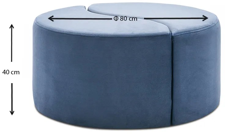 Σκαμπώ Alis Megapap βελούδινο χρώμα μπλε 80x80x40εκ.
