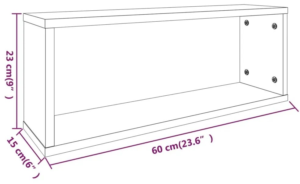 Ραφιέρες Τοίχου Κύβος 4 τεμ Γκρι Sonoma 60x15x23 εκ. Επεξ. Ξύλο - Γκρι