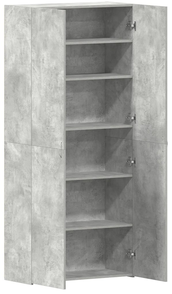 vidaXL Ντουλάπα Παπουτσιών Σκυρόδεμα Γκρι 80x35,5x180 εκ Επεξεργασμένο Ξύλο