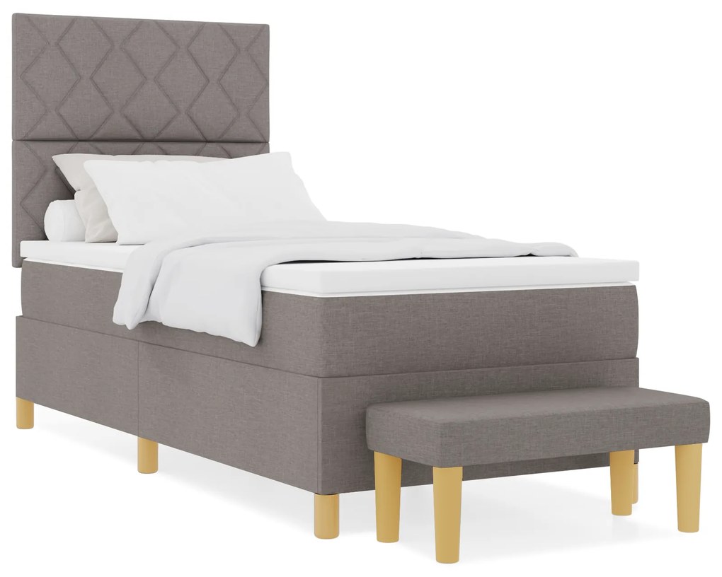 vidaXL Κρεβάτι Box Spring με Στρώμα & Πάγκο Ταμπά 90x200 cm Ύφασμα