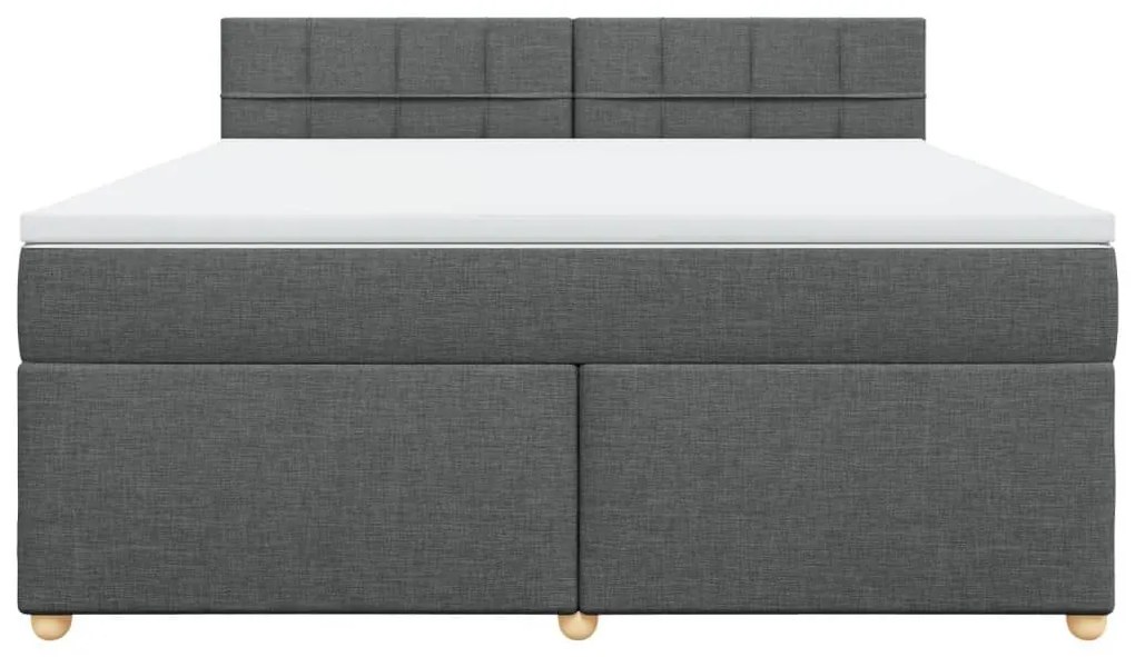 Κρεβάτι Boxspring με Στρώμα Σκούρο Γκρι 180x200 εκ Υφασμάτιν - Γκρι