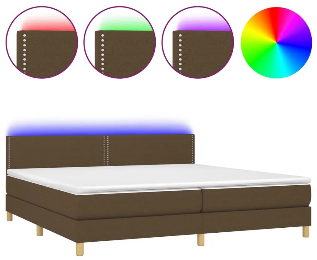 ΚΡΕΒΑΤΙ BOXSPRING ΜΕ ΣΤΡΩΜΑ &amp; LED ΣΚ.ΚΑΦΕ 200X200 ΕΚ ΥΦΑΣΜΑΤΙΝΟ 3133664