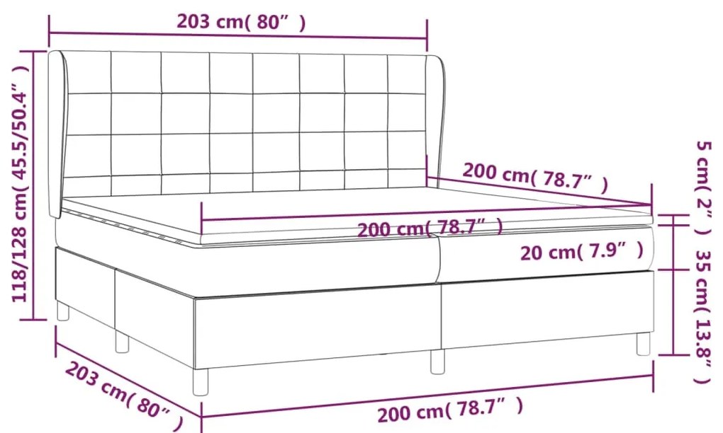 vidaXL Κρεβάτι Boxspring με Στρώμα Σκούρο Πράσινο 200x200εκ. Βελούδινο