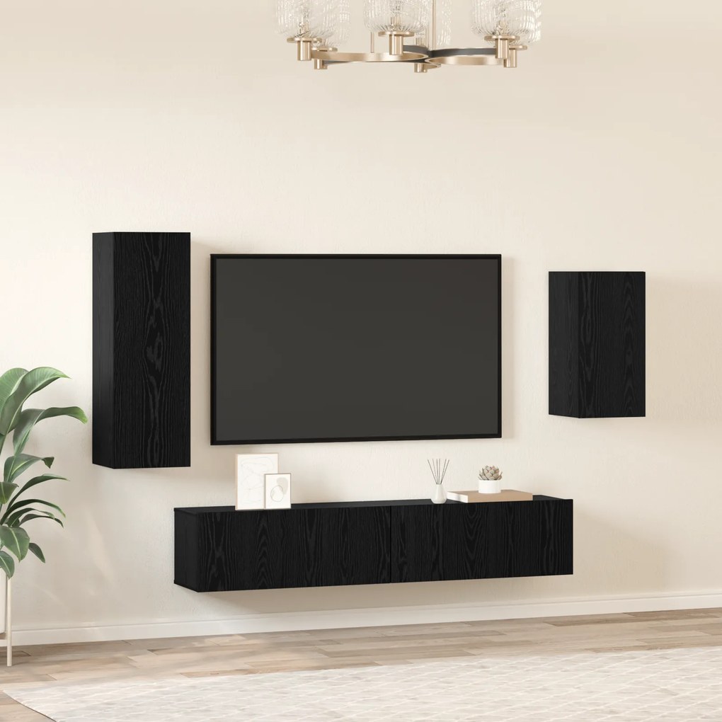 vidaXL Σετ τηλεοπτικού cabinet 4 pcs Μαύρη Δρυς 30.5 x 30 x 90 cm