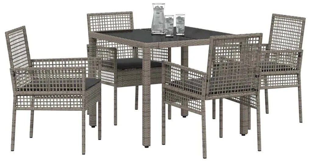 vidaXL Σέτ φαγητού για κήπο 5 pcs Γκρι Πολυ ράταν