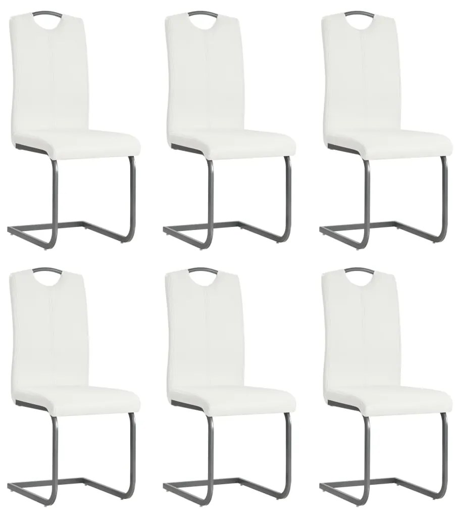 vidaXL Καρέκλες Τραπεζαρίας «Πρόβολος» 6 τεμ. Λευκές Συνθετικό Δέρμα