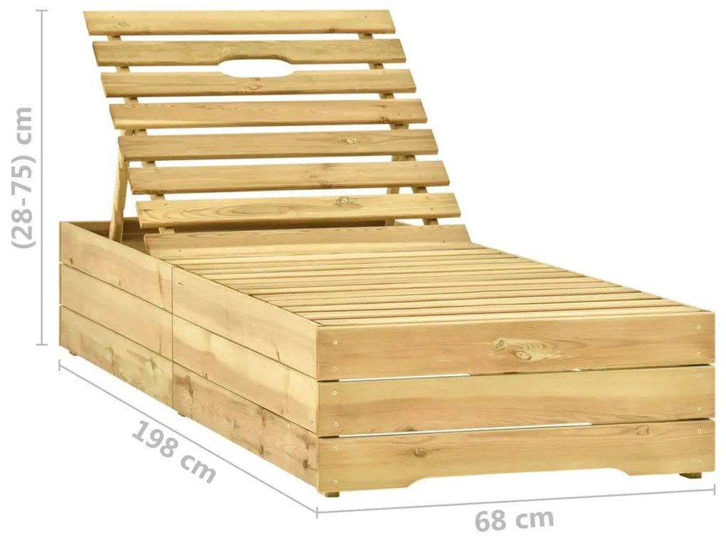 vidaXL Ξαπλώστρα από Εμποτισμένο Ξύλο Πεύκου με Μαύρο Μαξιλάρι