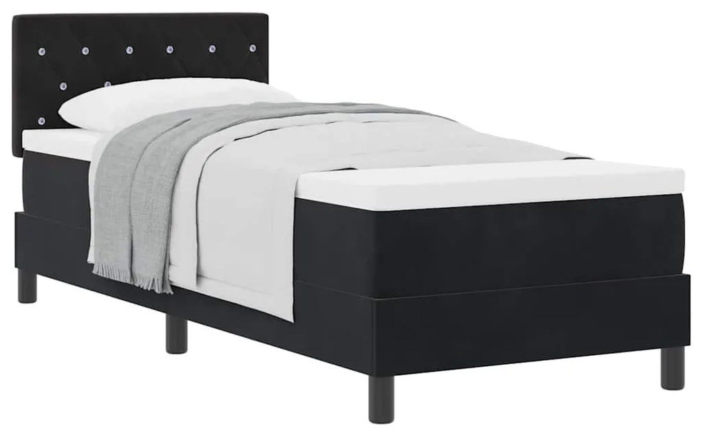 vidaXL Κρεβάτι με ελατήρια με στρώμα Μαύρο 80 x 200 cm Βελούδο