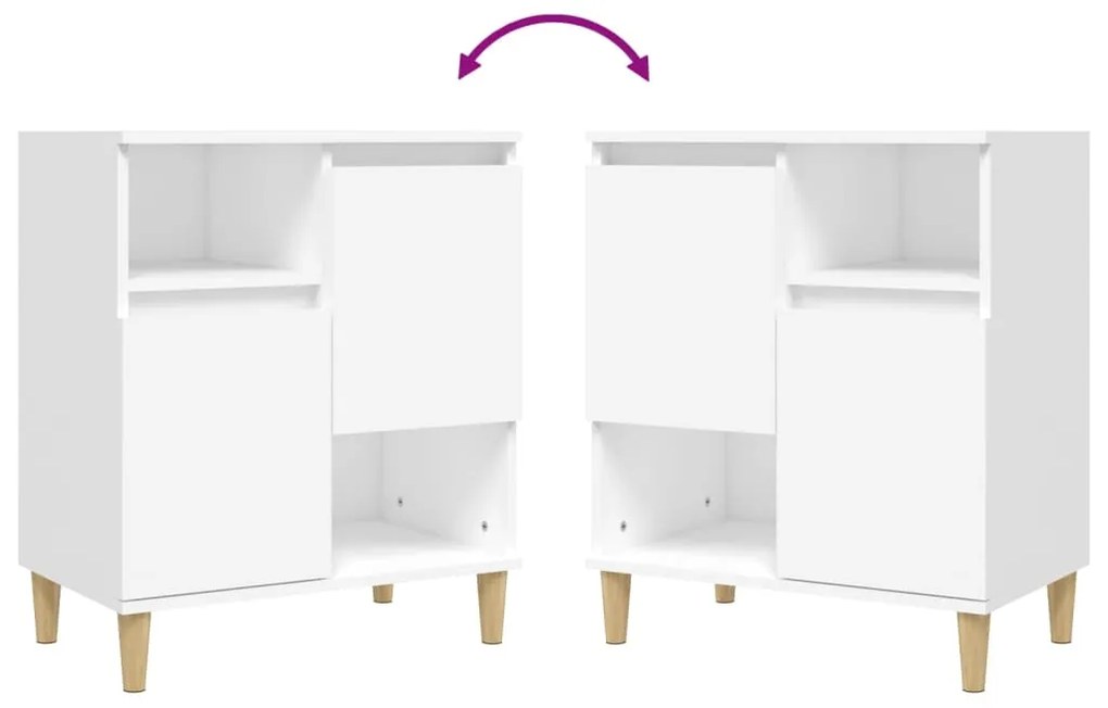 vidaXL Ντουλάπια 2 τεμ. Λευκά 60 x 35 x 70 εκ. από Επεξεργασμένο Ξύλο