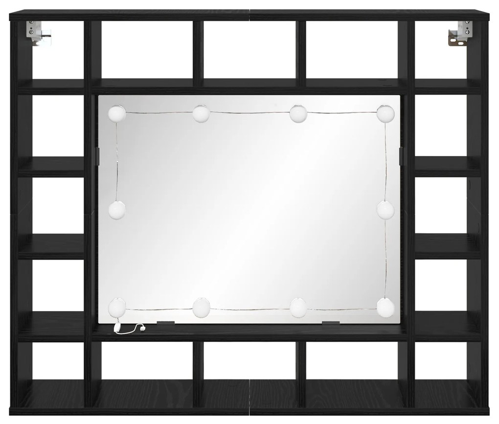 vidaXL Ντουλάπα Καθρέφτη με ράφι Μαύρη δρυς 91 x 15 x 76.5 εκ.