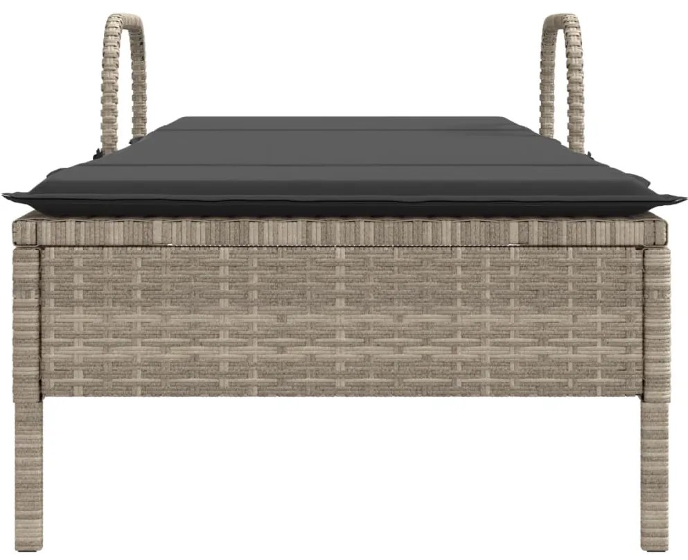 vidaXL Ξαπλώστρα Αν. Γκρι από Συνθετικό Ρατάν με Τροχούς/Μαξιλάρια