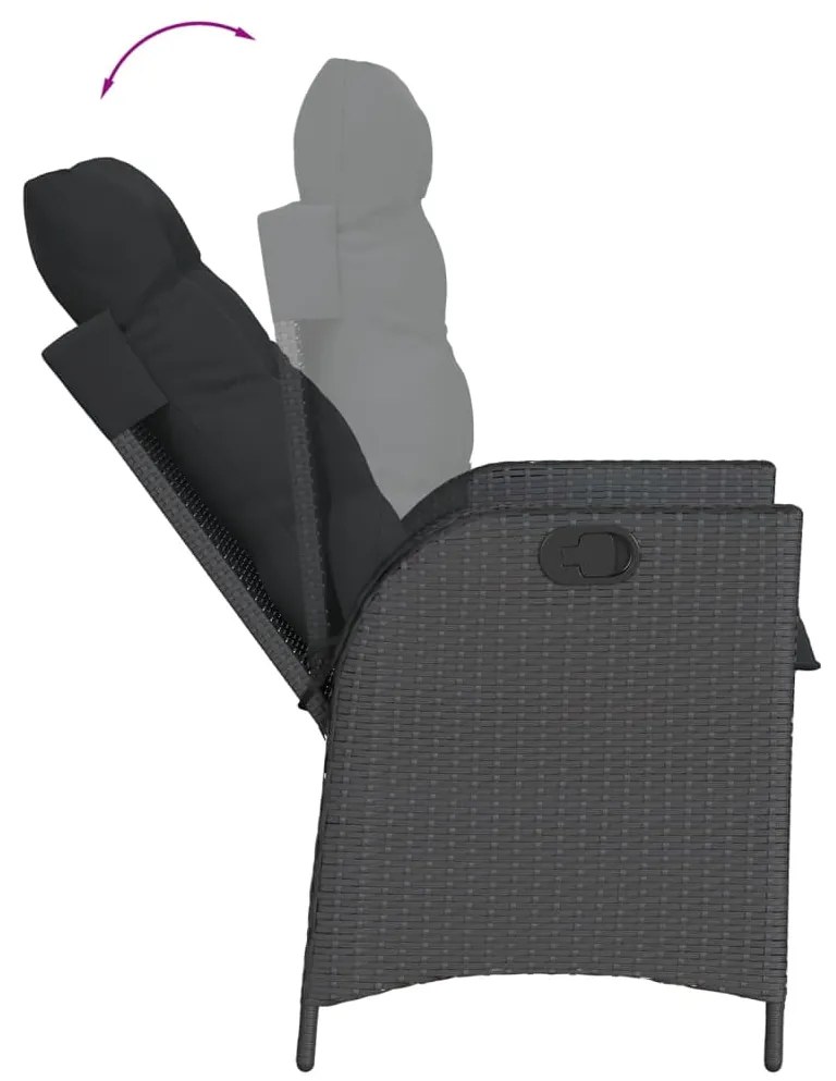 vidaXL Σετ Τραπεζαρίας Κήπου 9 τεμ Μαύρο από Συνθ. Ρατάν με Μαξιλάρια