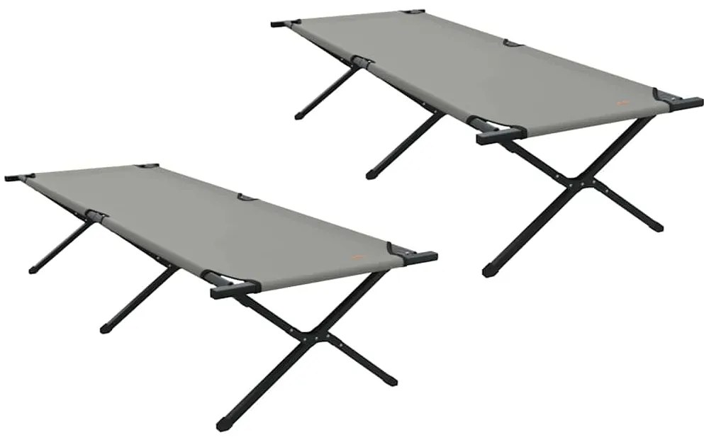 vidaXL Αναδιπλούμενο Κρεβάτι Κάμπινγκ 2 pcs Γκρι Ύφασμα Oxford