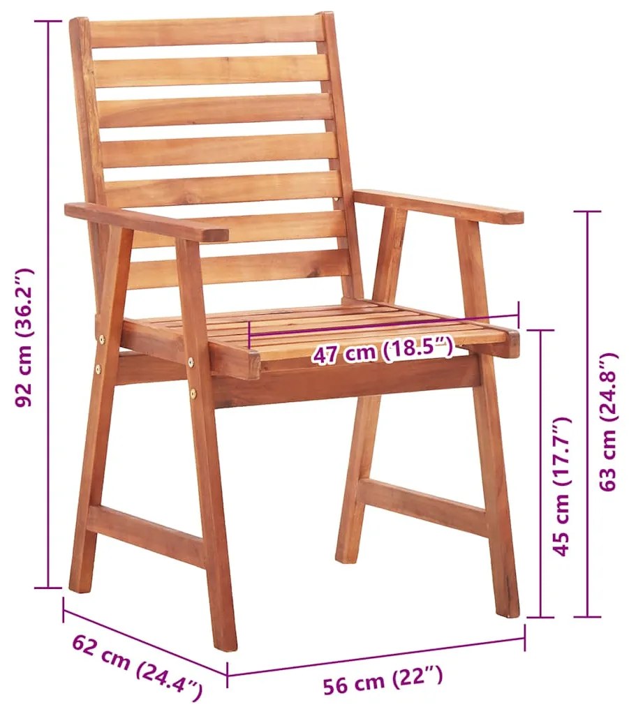 vidaXL Καρέκλες Τραπεζαρίας Εξ. Χώρου 4 τεμ. Ξύλο Ακακίας με Μαξιλάρια