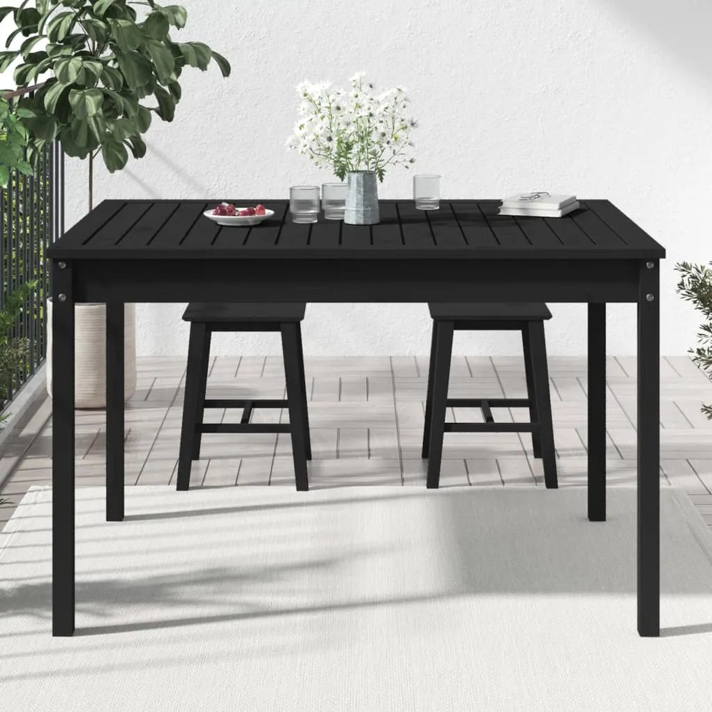 vidaXL Τραπέζι Κήπου Μαύρο 121x82,5x76 εκ. από Μασίφ Ξύλο Πεύκου
