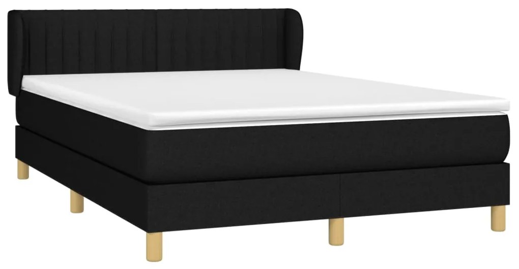 vidaXL Κρεβάτι Boxspring με Στρώμα Μαύρο 140x200 εκ. Υφασμάτινο