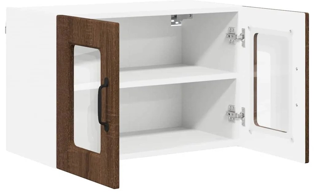 vidaXL Κρεμαστό ντουλάπι κουζίνας με ράφι Καφέ δρυς 60 x 31 x 40 εκ