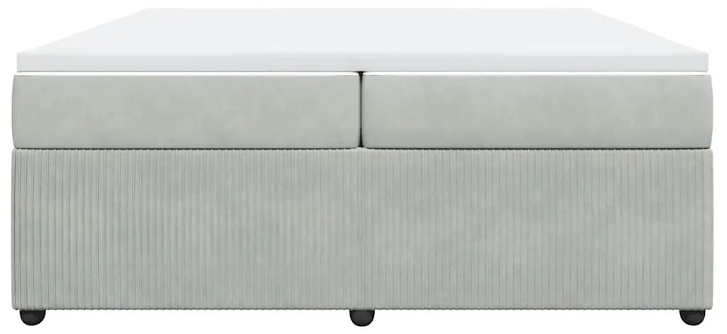 vidaXL Κρεβάτι Boxspring με Στρώμα Ανοιχτό Γκρι 200x200 εκ. Βελούδινο
