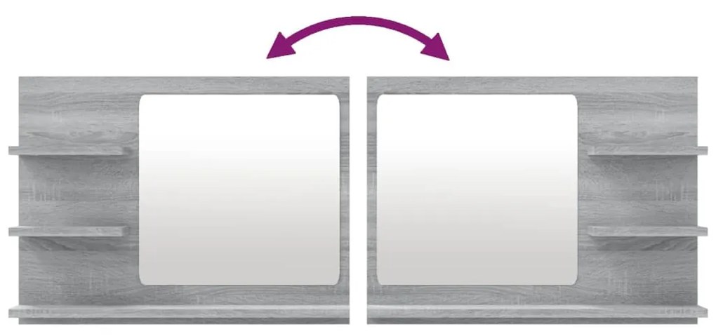 Καθρέφτης Μπάνιου Γκρι Sonoma 60x10,5x45 εκ. Επεξεργασμένο Ξύλο - Γκρι