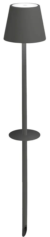 Φωτιστικό Δαπέδου Επαναφορτιζόμενο Poldina LD0682N3 Με Πάσσαλο Φ11x60cm LED 2200/2700/3000K 234/251/256Lm Dark Grey Mat Zafferano