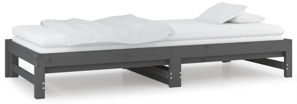 vidaXL Καναπές Κρεβάτι Συρόμενος Γκρι 2x(90x200) εκ. Μασίφ Ξύλο Πεύκου