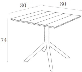 PARIS WHITE 80X80X74ΕΚ. ΤΡΑΠΕΖΙ ΠΟΛ/ΝΙΟΥ