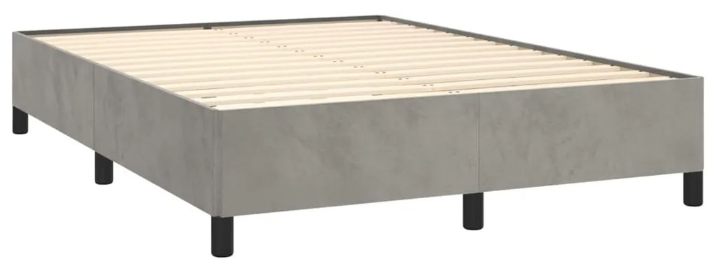 vidaXL Κρεβάτι Boxspring με Στρώμα Ανοιχτό Γκρι 140x190 εκ. Βελούδινο