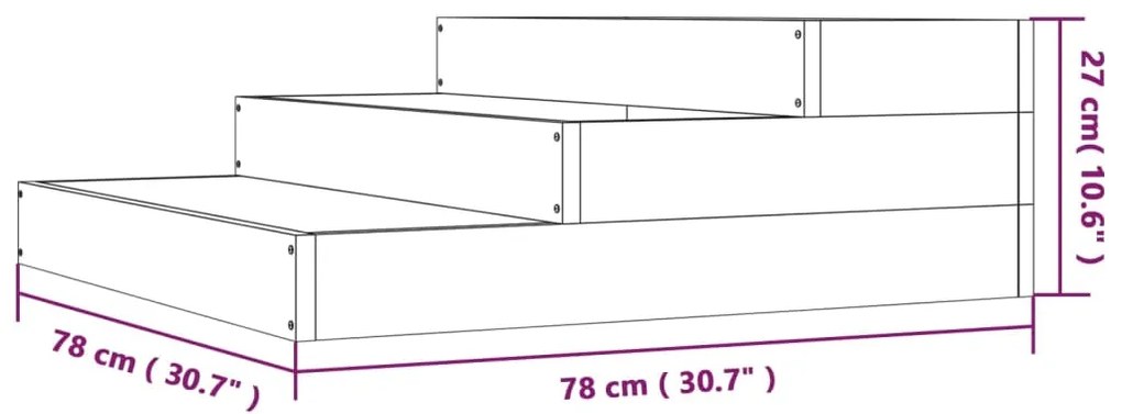 vidaXL Ζαρντινιέρα Γκρι 78 x 78 x 27 εκ. από Μασίφ Ξύλο Πεύκου