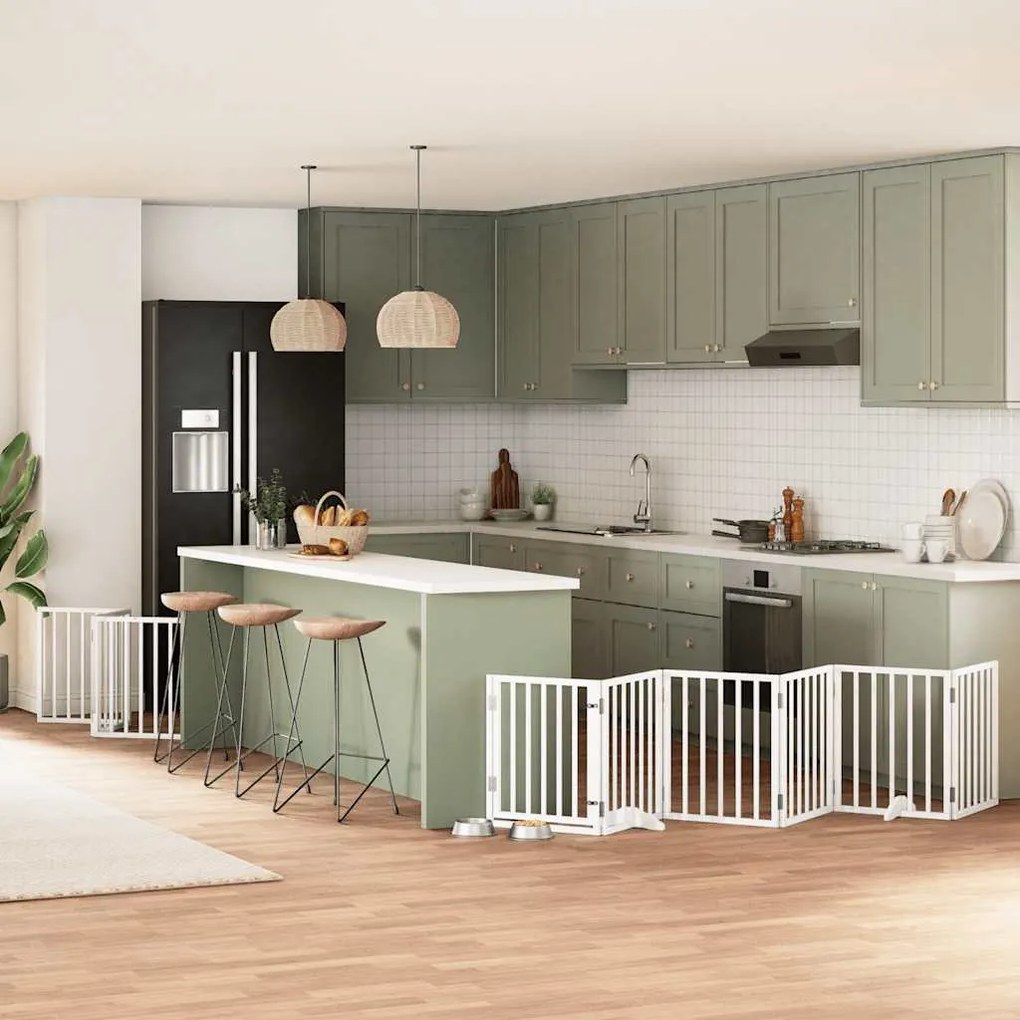 Διαχωριστικό Σκύλων/Πόρτα Πτυσσόμενο 9 Πάνελ 450εκ. Ξύλο Λεύκας