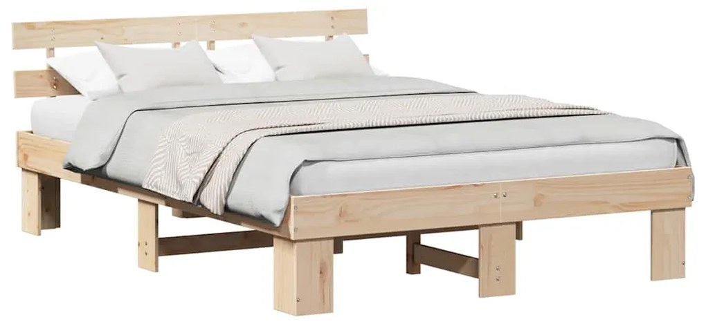 vidaXL Σκελετός Κρεβατιού Φυσικό 160 x 200 cm Στερεά ξυλεία πεύκου