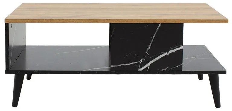 Τραπέζι σαλονιού Moses χρώμα sonoma-μαύρο μαρμάρου 90x54x37.5εκ 90x54x37.5 εκ.
