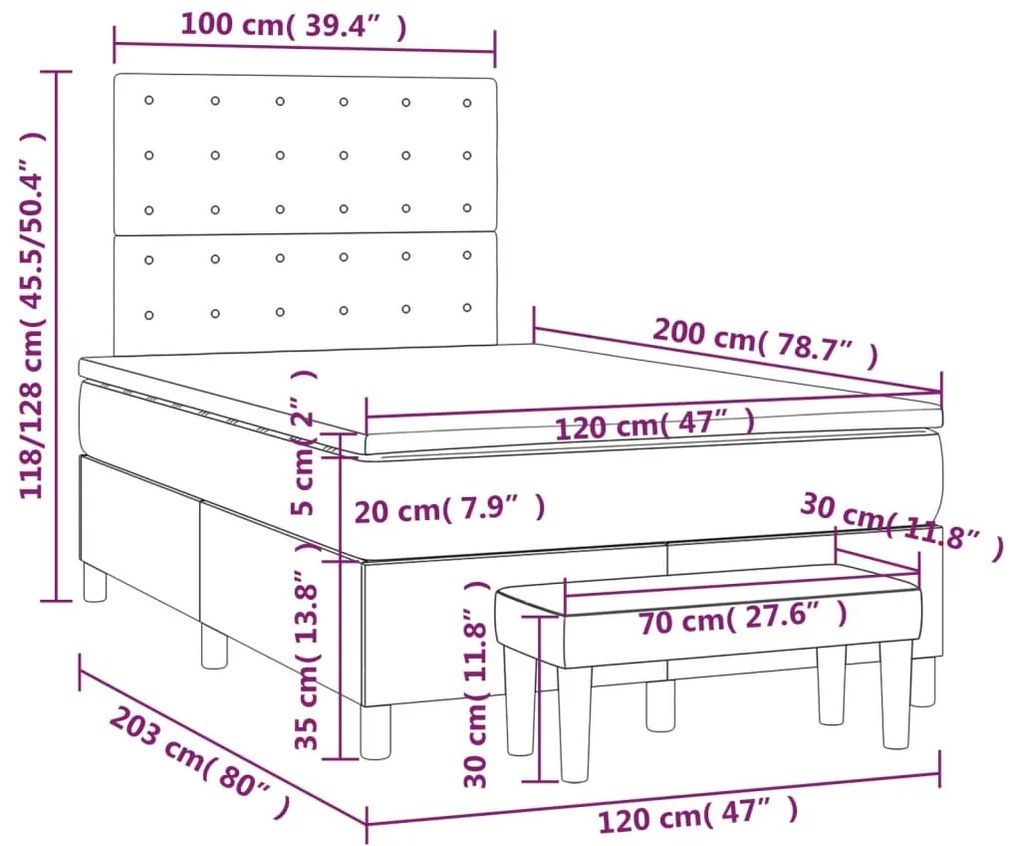 ΚΡΕΒΑΤΙ BOXSPRING ΜΕ ΣΤΡΩΜΑ ΜΑΥΡΟ 120X200 ΕΚ. ΥΦΑΣΜΑΤΙΝΟ 3137463