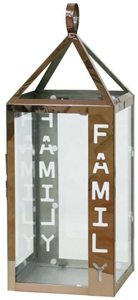 Φανάρι Family 15-00-18441 17x17x46cm Clear-Bronze Marhome Metal, Glass