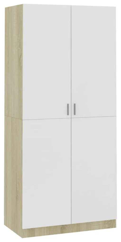 vidaXL Ντουλάπα Λευκή / Sonoma Δρυς 90 x 52 x 200 εκ. από Μοριοσανίδα
