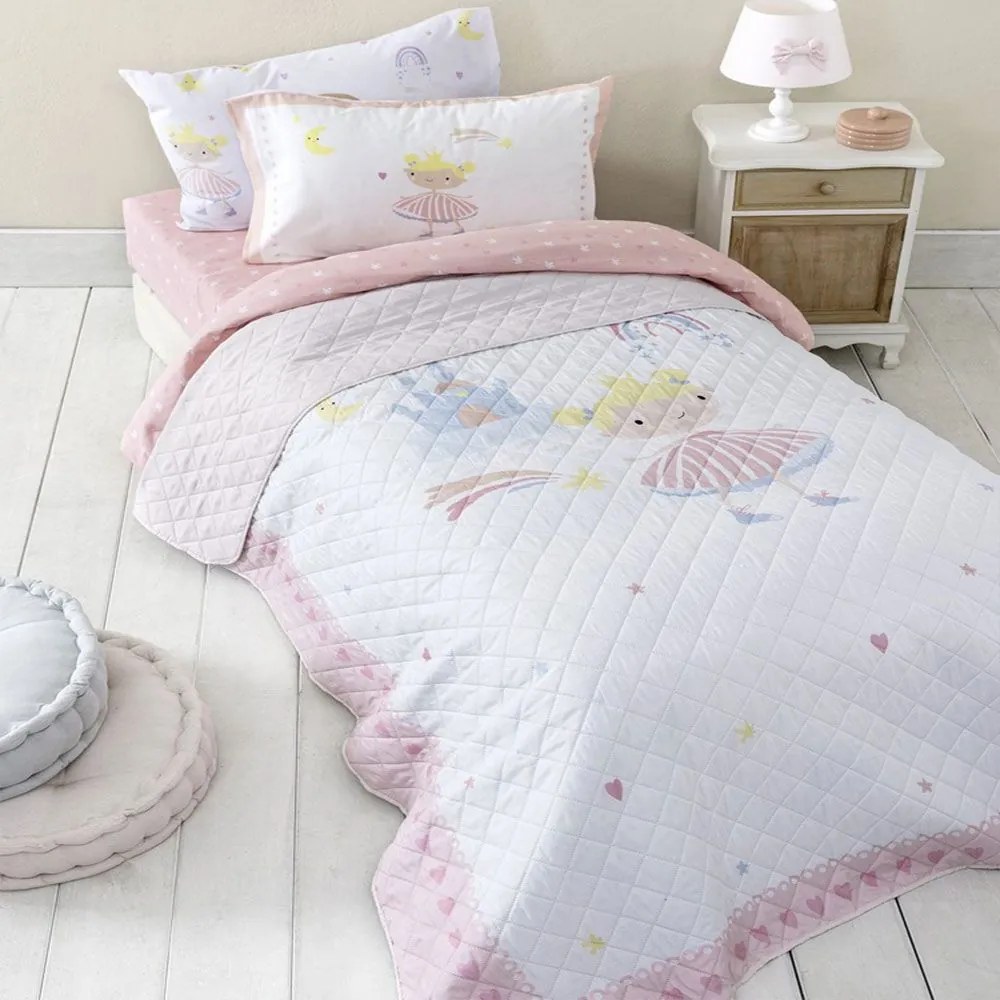 Κουβερλί Παιδικό Alice White-Pink Nima Μονό 160x220cm Microfiber