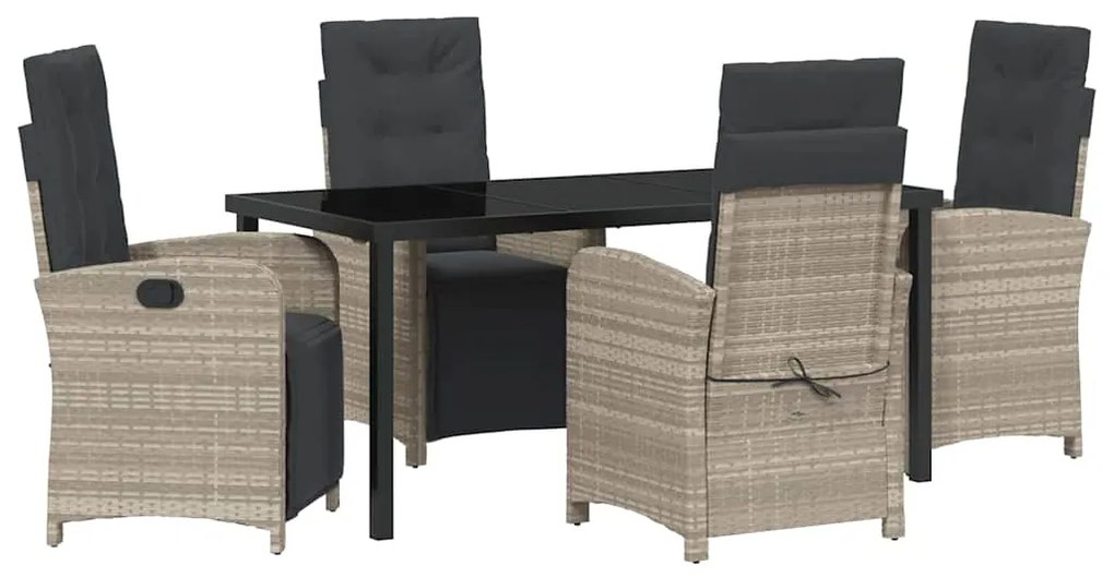 vidaXL Σέτ φαγητού για κήπο 5 pcs Ανοιχτό γκρι συνθετικό ρατάν